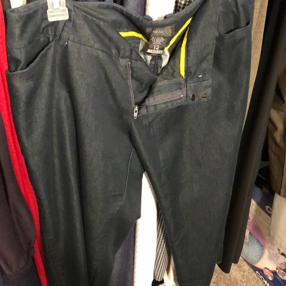 Dark Blue wide leg crop pants - Picture 1 of 4